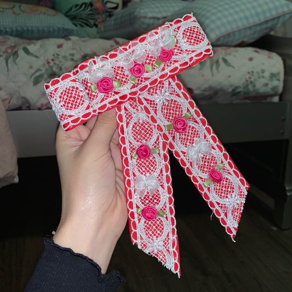 Fancy Red lace hair bow